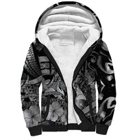 Personalised Maori Romantic Valentine Sherpa Hoodie The Hongi Kiss Black Galaxy