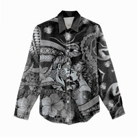 Personalised Maori Romantic Valentine Women Casual Shirt The Hongi Kiss Black Galaxy