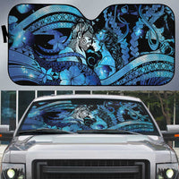 Maori Romantic Valentine Auto Sun Shade The Hongi Kiss Blue Galaxy