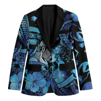 Personalised Maori Romantic Valentine Blazer The Hongi Kiss Blue Galaxy