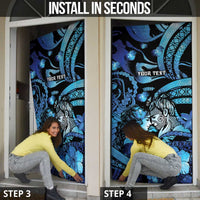 Personalised Maori Romantic Valentine Door Cover The Hongi Kiss Blue Galaxy