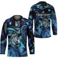 Personalised Maori Romantic Valentine Hockey Jersey The Hongi Kiss Blue Galaxy