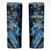 Personalised Maori Romantic Valentine Skinny Tumbler The Hongi Kiss Blue Galaxy