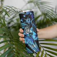 Personalised Maori Romantic Valentine Skinny Tumbler The Hongi Kiss Blue Galaxy