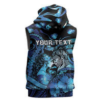 Personalised Maori Romantic Valentine Sleeveless Hoodie The Hongi Kiss Blue Galaxy