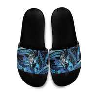 Maori Romantic Valentine Slide Sandals The Hongi Kiss Blue Galaxy