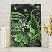 Maori Romantic Valentine Canvas Wall Art The Hongi Kiss Green Galaxy