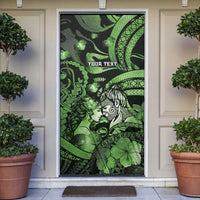 Personalised Maori Romantic Valentine Door Cover The Hongi Kiss Green Galaxy DT05 Green - Polynesian Pride