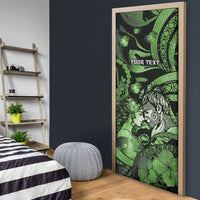 Personalised Maori Romantic Valentine Door Cover The Hongi Kiss Green Galaxy DT05 - Polynesian Pride