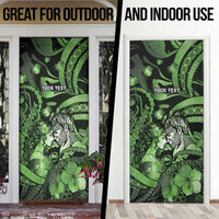 Personalised Maori Romantic Valentine Door Cover The Hongi Kiss Green Galaxy DT05 - Polynesian Pride