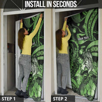 Personalised Maori Romantic Valentine Door Cover The Hongi Kiss Green Galaxy DT05 - Polynesian Pride