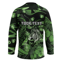 Personalised Maori Romantic Valentine Hockey Jersey The Hongi Kiss Green Galaxy