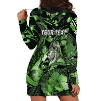 Personalised Maori Romantic Valentine Hoodie Dress The Hongi Kiss Green Galaxy DT05 - Polynesian Pride