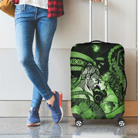 Maori Romantic Valentine Luggage Cover The Hongi Kiss Green Galaxy