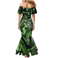 Personalised Maori Romantic Valentine Mermaid Dress The Hongi Kiss Green Galaxy