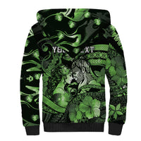 Personalised Maori Romantic Valentine Sherpa Hoodie The Hongi Kiss Green Galaxy