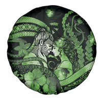 Maori Romantic Valentine Spare Tire Cover The Hongi Kiss Green Galaxy