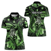 Personalised Maori Romantic Valentine Women Polo Shirt The Hongi Kiss Green Galaxy DT05 - Polynesian Pride