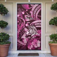 Personalised Maori Romantic Valentine Door Cover The Hongi Kiss Pink Galaxy DT05 Pink - Polynesian Pride