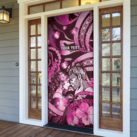Personalised Maori Romantic Valentine Door Cover The Hongi Kiss Pink Galaxy DT05 - Polynesian Pride