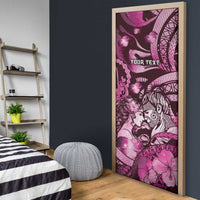 Personalised Maori Romantic Valentine Door Cover The Hongi Kiss Pink Galaxy DT05 - Polynesian Pride