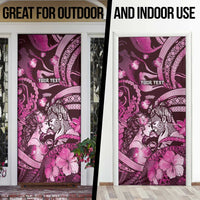 Personalised Maori Romantic Valentine Door Cover The Hongi Kiss Pink Galaxy DT05 - Polynesian Pride