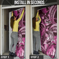 Personalised Maori Romantic Valentine Door Cover The Hongi Kiss Pink Galaxy DT05 - Polynesian Pride