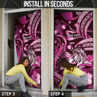 Personalised Maori Romantic Valentine Door Cover The Hongi Kiss Pink Galaxy DT05 - Polynesian Pride