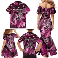 Personalised Maori Romantic Valentine Family Matching Mermaid Dress and Hawaiian Shirt The Hongi Kiss Pink Galaxy DT05 - Polynesian Pride
