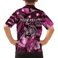 Personalised Maori Romantic Valentine Family Matching Off Shoulder Short Dress and Hawaiian Shirt The Hongi Kiss Pink Galaxy DT05 - Polynesian Pride