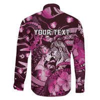 Personalised Maori Romantic Valentine Family Matching Puletasi and Hawaiian Shirt The Hongi Kiss Pink Galaxy DT05 - Polynesian Pride