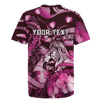 Personalised Maori Romantic Valentine Rugby Jersey The Hongi Kiss Pink Galaxy