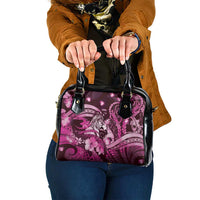 Maori Romantic Valentine Shoulder Handbag The Hongi Kiss Pink Galaxy
