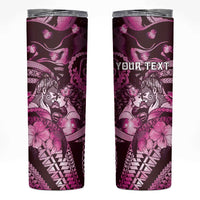 Personalised Maori Romantic Valentine Skinny Tumbler The Hongi Kiss Pink Galaxy DT05 Pink - Polynesian Pride