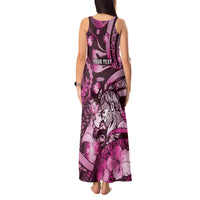 Personalised Maori Romantic Valentine Tank Maxi Dress The Hongi Kiss Pink Galaxy