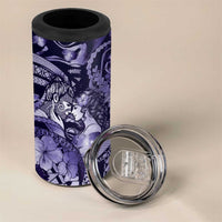Personalised Maori Romantic Valentine 4 in 1 Can Cooler Tumbler The Hongi Kiss Purple Galaxy DT05 - Polynesian Pride