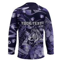 Personalised Maori Romantic Valentine Hockey Jersey The Hongi Kiss Purple Galaxy