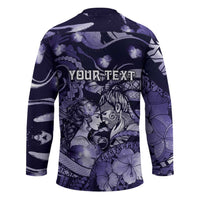 Personalised Maori Romantic Valentine Hockey Jersey The Hongi Kiss Purple Galaxy