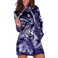 Personalised Maori Romantic Valentine Hoodie Dress The Hongi Kiss Purple Galaxy DT05 Purple - Polynesian Pride