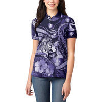Personalised Maori Romantic Valentine Women Polo Shirt The Hongi Kiss Purple Galaxy DT05 - Polynesian Pride