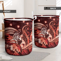 Maori Romantic Valentine Laundry Basket The Hongi Kiss Red Galaxy