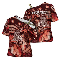 Personalised Maori Romantic Valentine Cross Shoulder Shirt The Hongi Kiss Red Galaxy