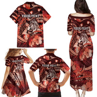 Personalised Maori Romantic Valentine Family Matching Puletasi and Hawaiian Shirt The Hongi Kiss Red Galaxy DT05 - Polynesian Pride