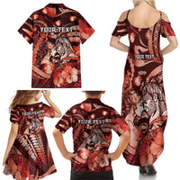 Personalised Maori Romantic Valentine Family Matching Summer Maxi Dress and Hawaiian Shirt The Hongi Kiss Red Galaxy DT05 - Polynesian Pride