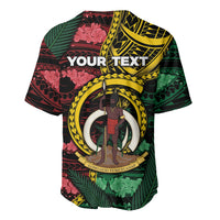Personalised Vanuatu Independence Day Baseball Jersey Boar Tusk Warrior Tribal Floral Patterns