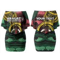 Personalised Vanuatu Independence Day Couples Matching Off Shoulder Short Dress and Long Sleeve Button Shirt Boar Tusk Warrior Tribal Floral Patterns DT05 - Polynesian Pride