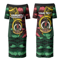 Personalised Vanuatu Independence Day Couples Matching Puletasi and Hawaiian Shirt Boar Tusk Warrior Tribal Floral Patterns DT05 - Polynesian Pride