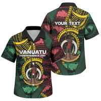 Personalised Vanuatu Independence Day Family Matching Off The Shoulder Long Sleeve Dress and Hawaiian Shirt Boar Tusk Warrior Tribal Floral Patterns DT05 Son's Shirt Multicolor - Polynesian Pride