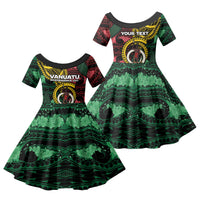 Personalised Vanuatu Independence Day Family Matching Off Shoulder Maxi Dress and Hawaiian Shirt Boar Tusk Warrior Tribal Floral Patterns DT05 Daughter's Dress Multicolor - Polynesian Pride