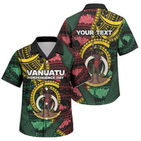 Personalised Vanuatu Independence Day Family Matching Off Shoulder Maxi Dress and Hawaiian Shirt Boar Tusk Warrior Tribal Floral Patterns DT05 Son's Shirt Multicolor - Polynesian Pride